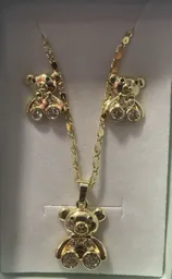 Conjunto Collar Y Aretes De Oso Con Diamante