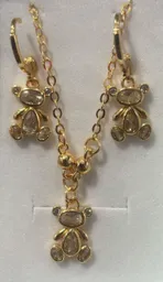 Conjunto Collar Y Aretes De Oso Diamante