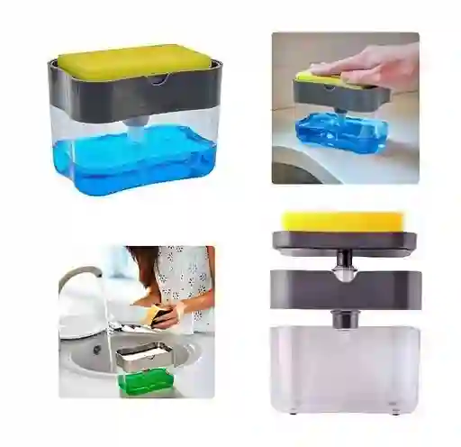 Dispensador De Jabon Lavaplatos Con Esponja