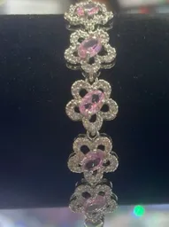 Pulsera Plateada De Flores