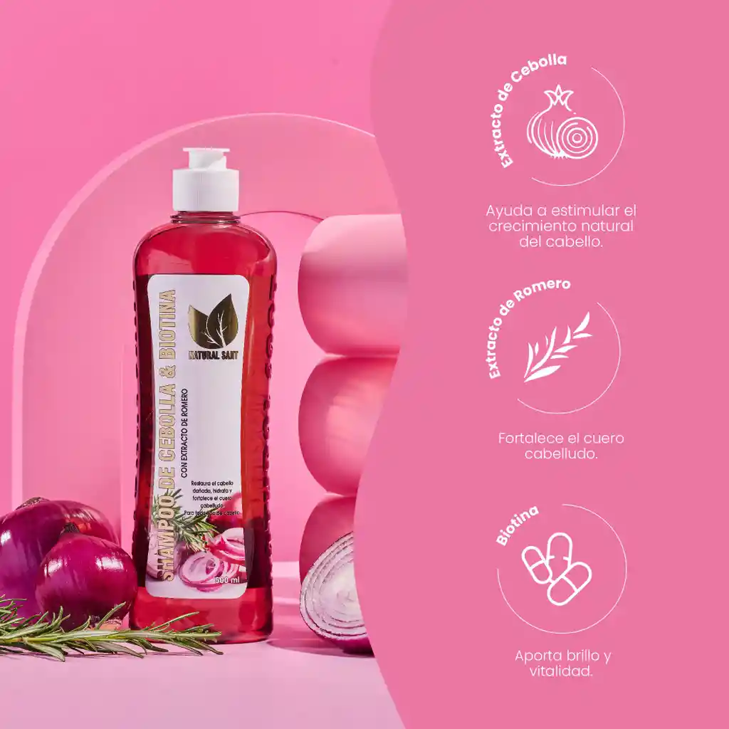 Shampoo De Cebolla, Romero Y Biotina X500 Ml Natural