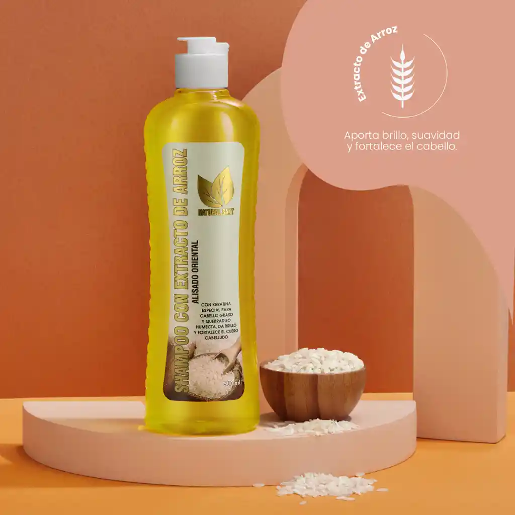 Shampoo Con Extracto De Arroz, Alisado Oriental X500 Ml Natural