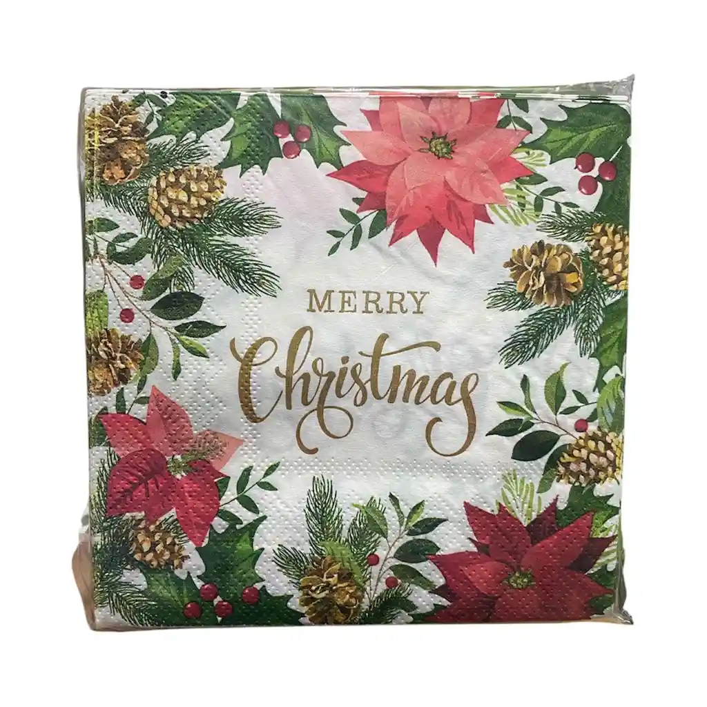 Servilletas Navideñas Flor De Pascua X 20 Unds