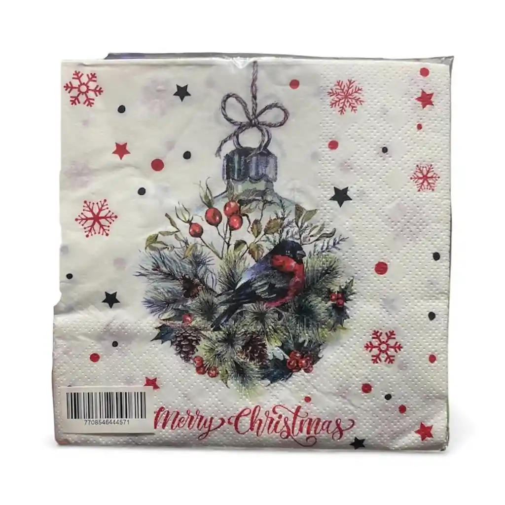 Servilletas Navideñas Bombilla Pajarito X 20 Unds