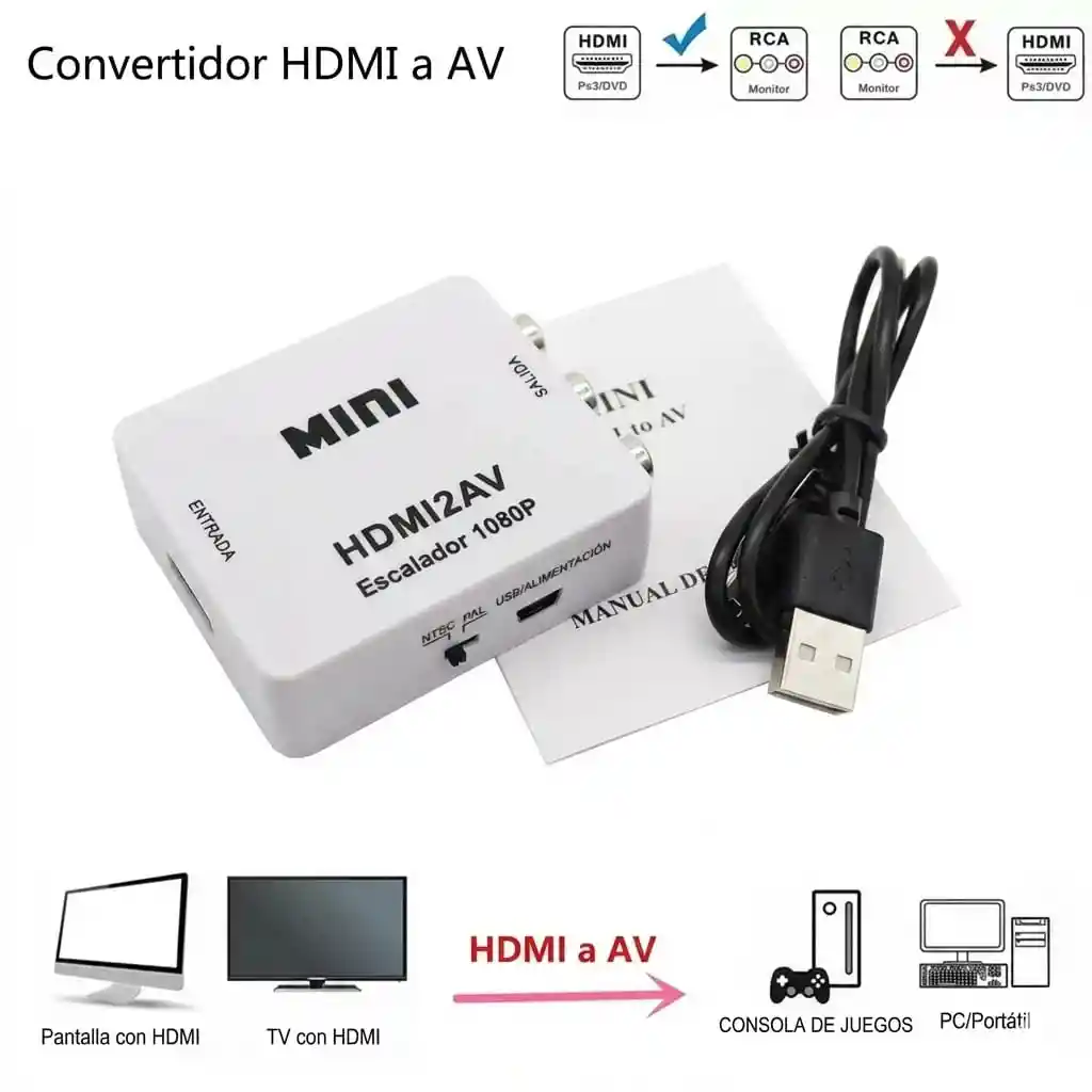 Adaptador Video De Hdmi A Av (rca) 1080p
