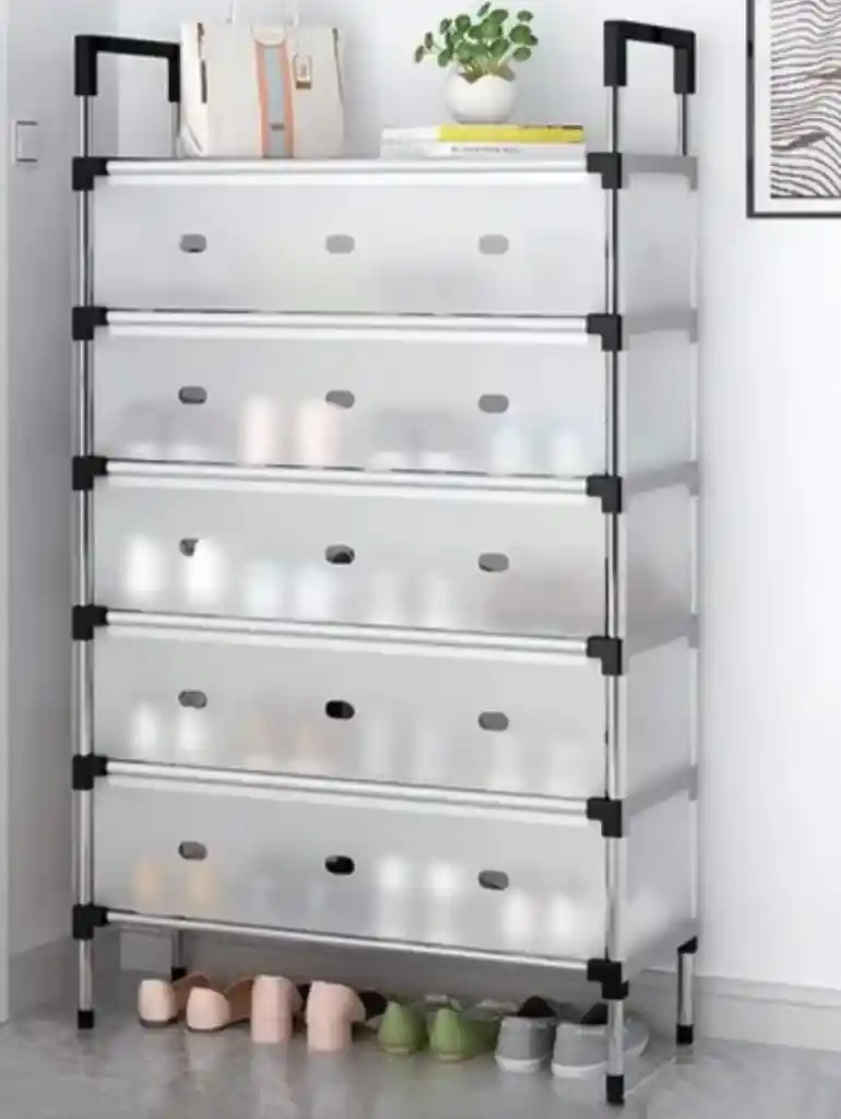 Organizador De Zapatos 5 Niveles Con Guardapolvo Negro Zapatero Con Guardapolvo 5 Niveles Negro