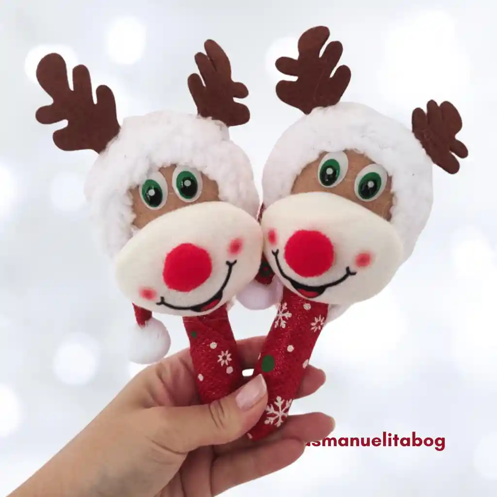 Navidad Par Maracas Con Luz Navidad Reno Merry Christmas