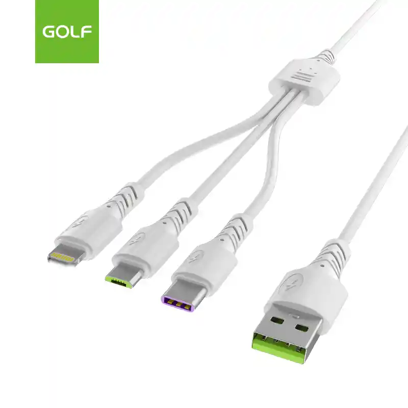 Cable De Usb 3 En 1 (tipo C + V8 + Iphone) Carga De 3a Gc-85