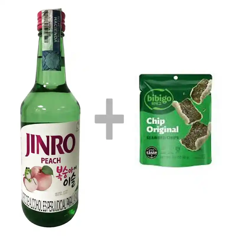 Soju Aperitivo Coreano Jinro Durazno Peach Y Chips Original Bibigo