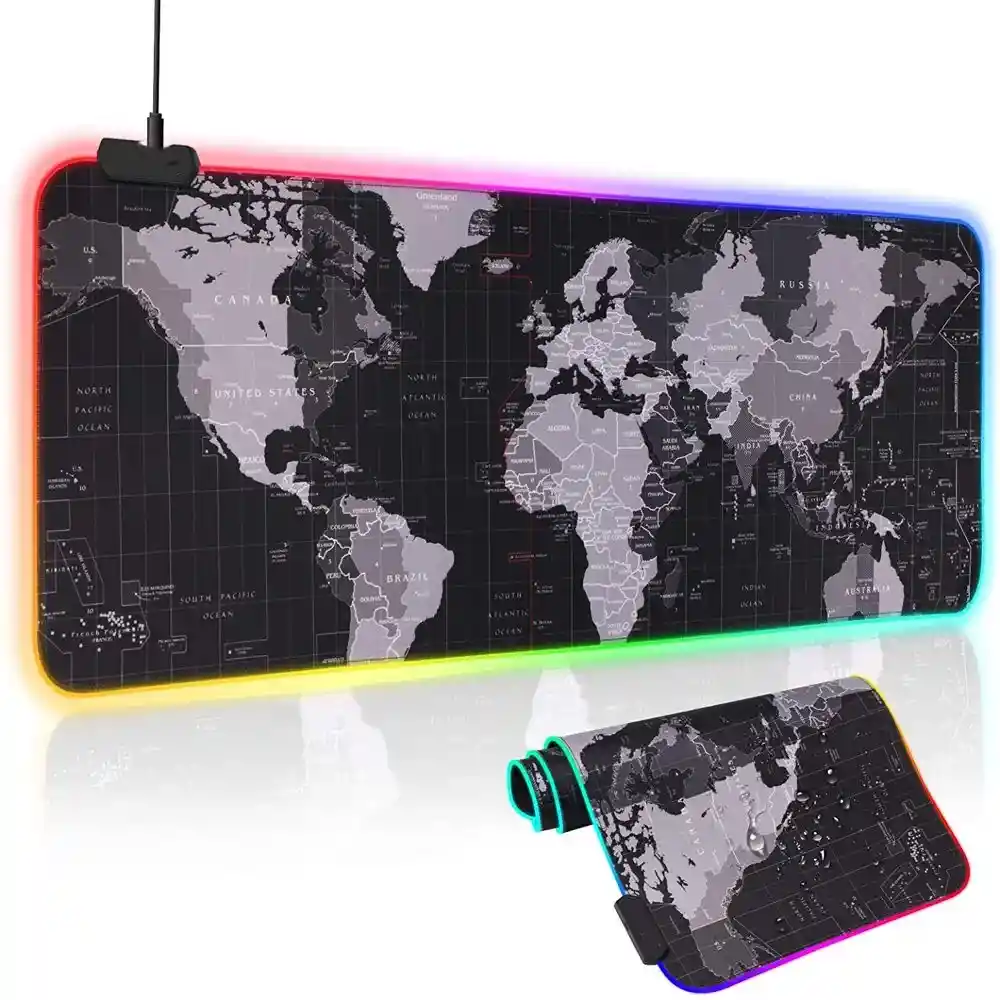 Padmouse Rgb Negro Mapamundi 80x30cm