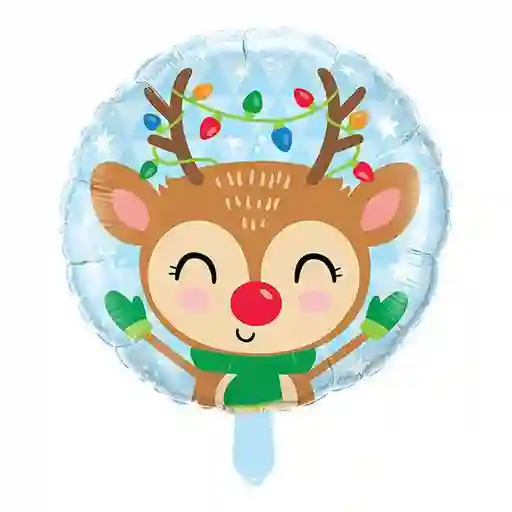 Navidad Globo Metalizado Redondo Reno Inflado Con Helio Merry Christmas