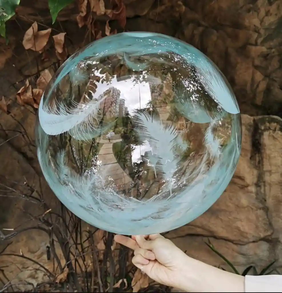 Globo Burbuja Estampado Plumas