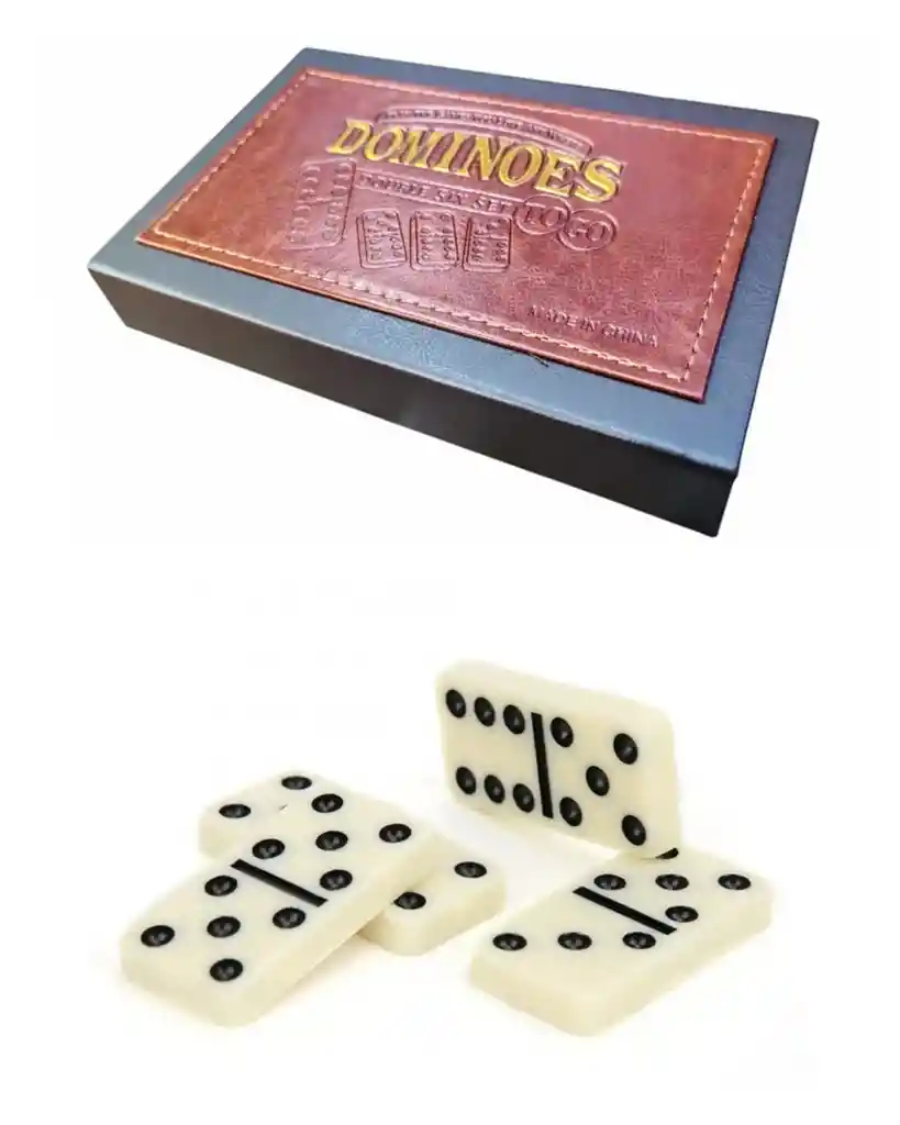 Domino Juego De Mesa Caja De Lujo Cuero Profesional 28pc