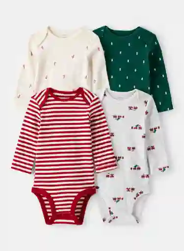 Bodys X 4 Navidad Manga Larga Talla 24 Meses
