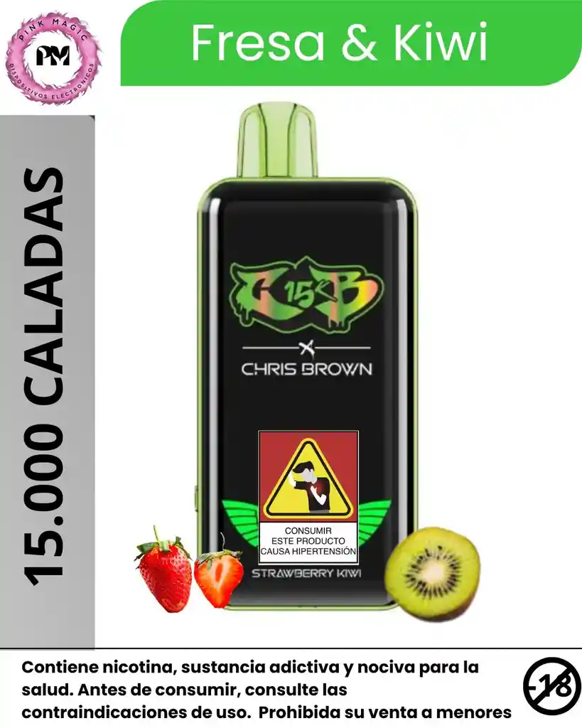 Vape Chris Brown Strawberry Kiwi	 15.000 Puffs
