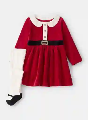Vestido Navidad Con Medias Talla 12 Meses