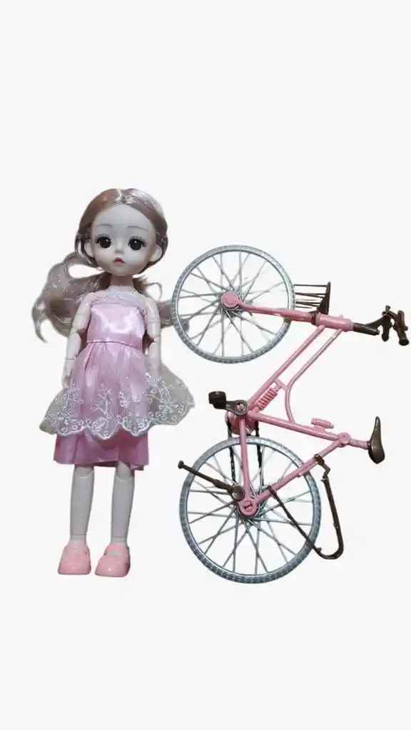 Muñeca Bebe Con Bicicleta Viene En Bolsita