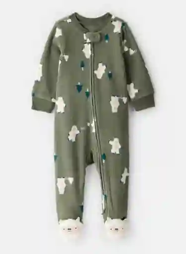 Piajama Navidad Verde Con Piecitos Talla 6 Meses