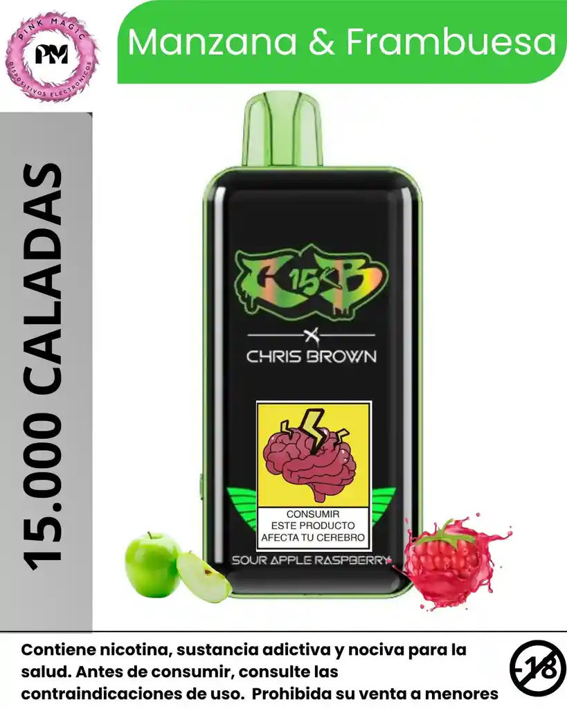 Vape Chris Brown Sour Apple Rasperry 15.000 Puffs