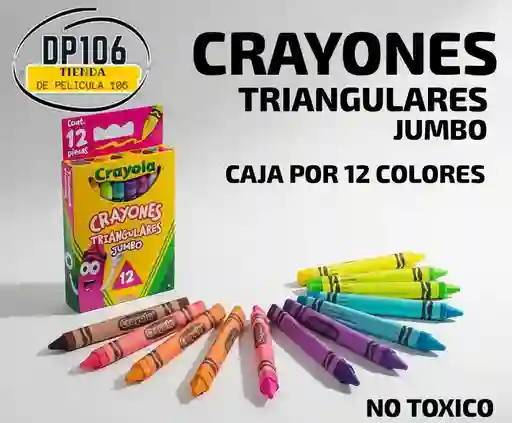 Crayones Triangulares Jumbo Caja De 12 Colores