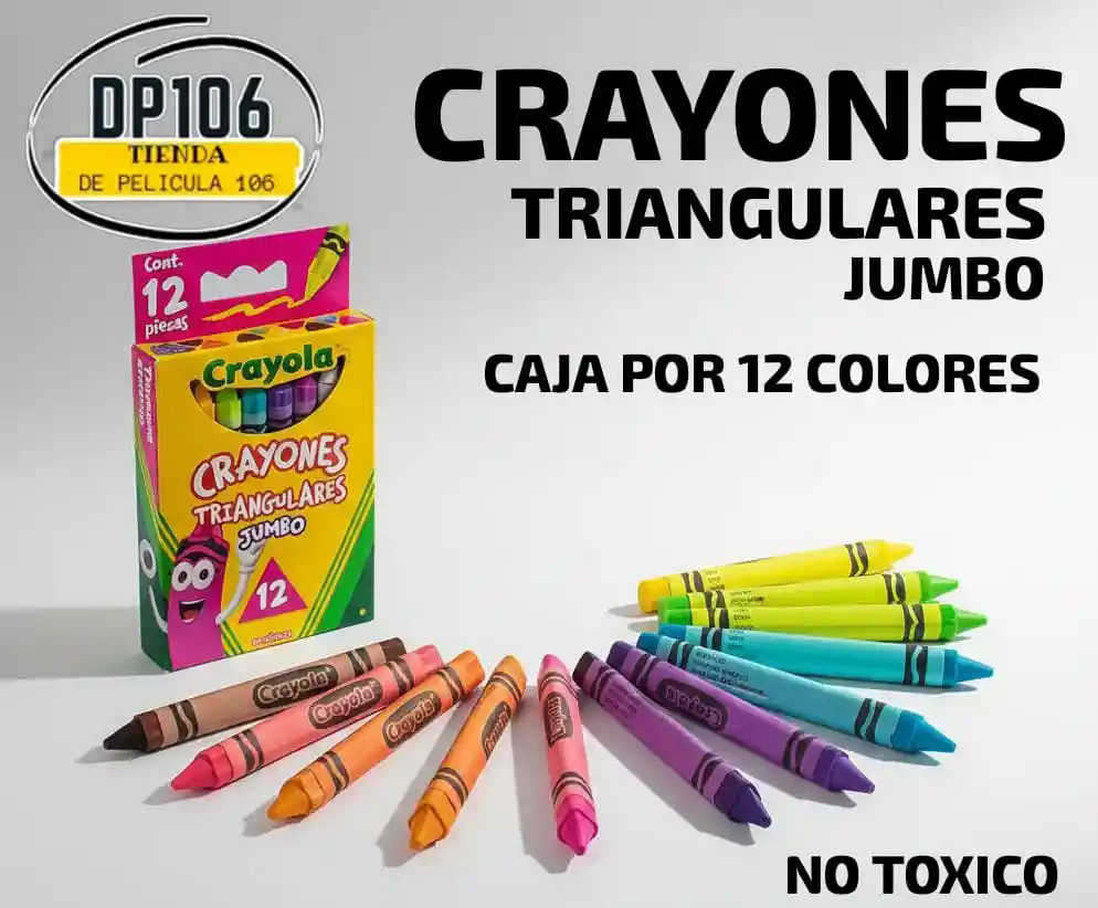 Crayones Triangulares Jumbo Caja De 12 Colores