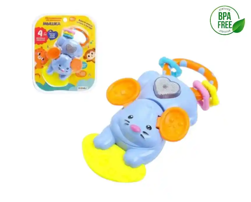 Sonajero Musical Con Luces Y Mordedor Ratón Azul