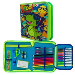 Mochila De Arte Para Niños Dinosaurio (30 Pcs) Verde