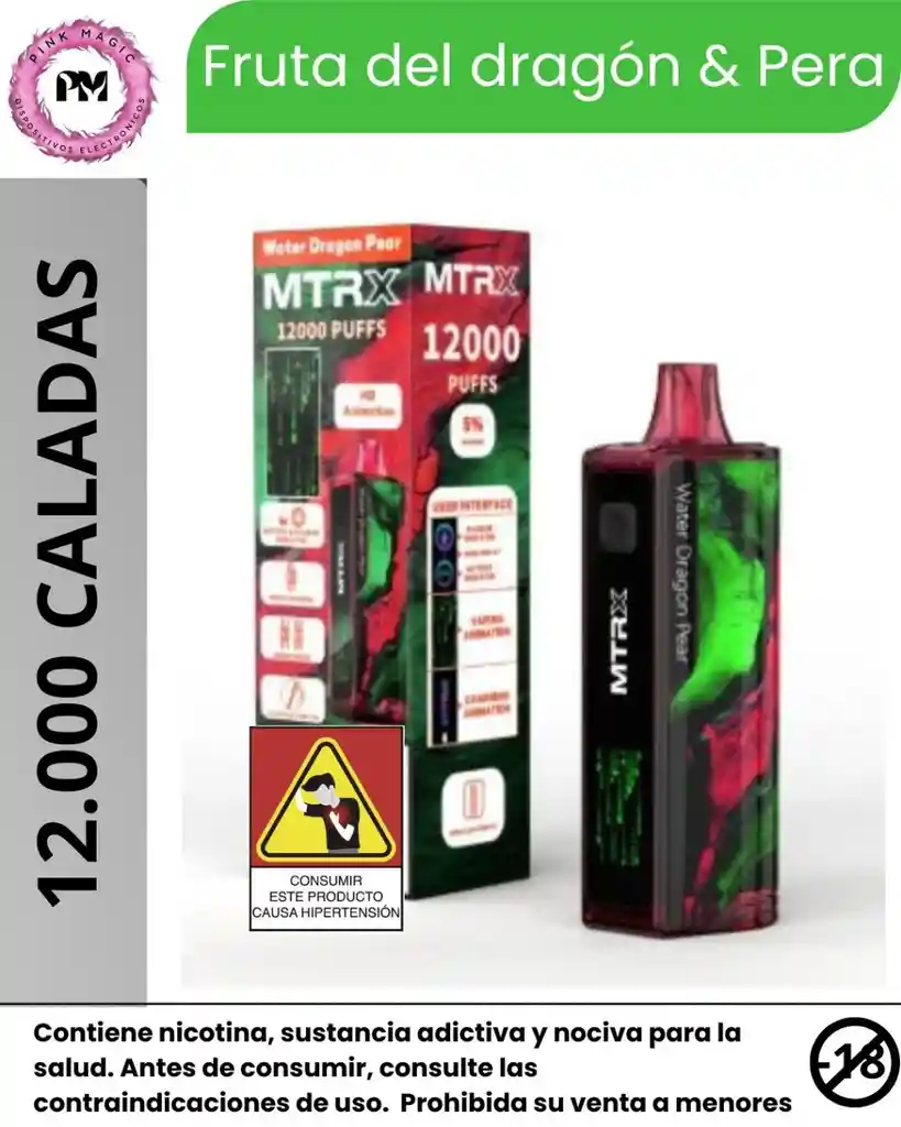 Vapeador Matrix 12.000 Puffs Water Dragon Pear