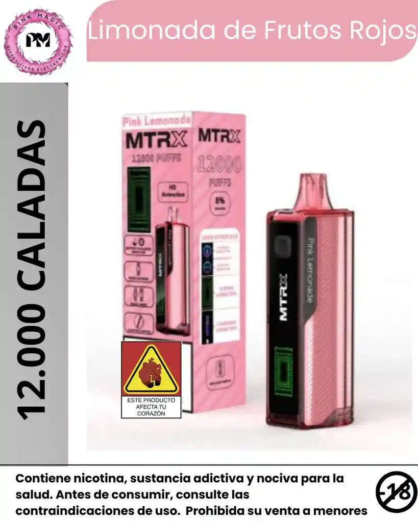 Vapeador Matrix 12.000 Puffs Pink Lemonade