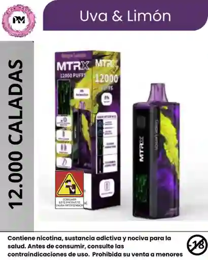 Vapeador Matrix 12.000 Puffs Grape Lemon