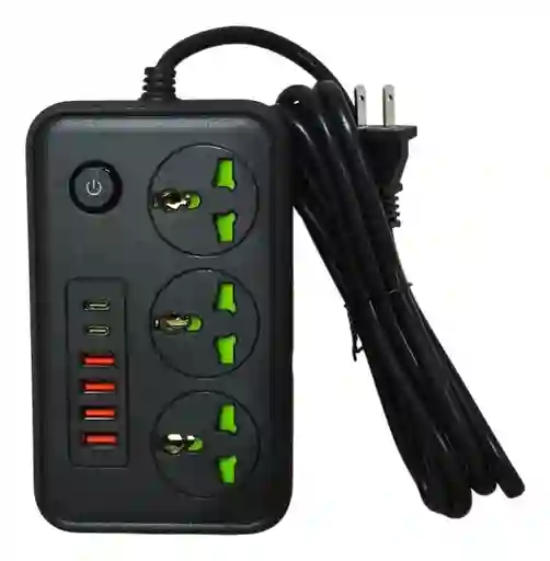 Multitoma Extensión X3 Enchufes Puertos Usb Tipo-c Portátil