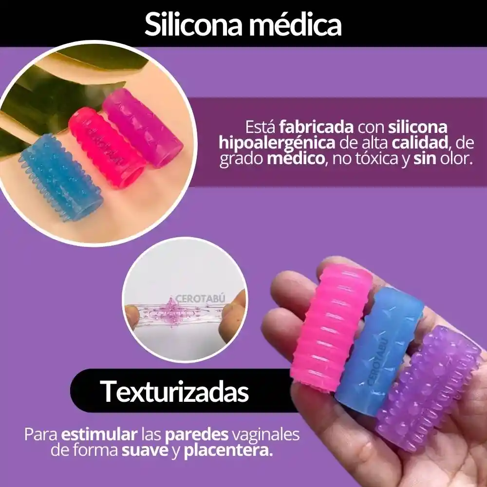 X3 Funda Para Pene Dedos Texturizado Anillo Retardante Sexual