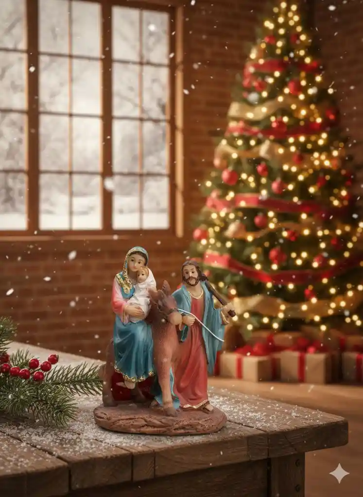 Figura Religiosa La Huida 9cm Porcelana Italiana Cattolica