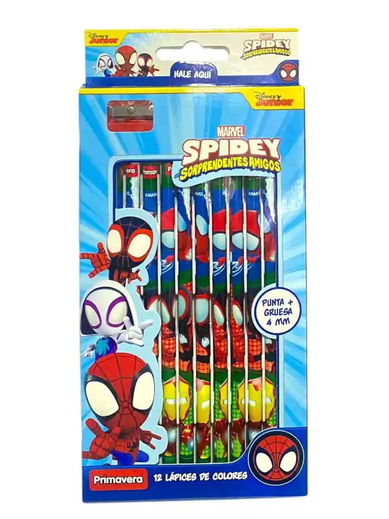 Caja De Colores Primavera X 12 Spidey Punta Gruesa 4 Mm