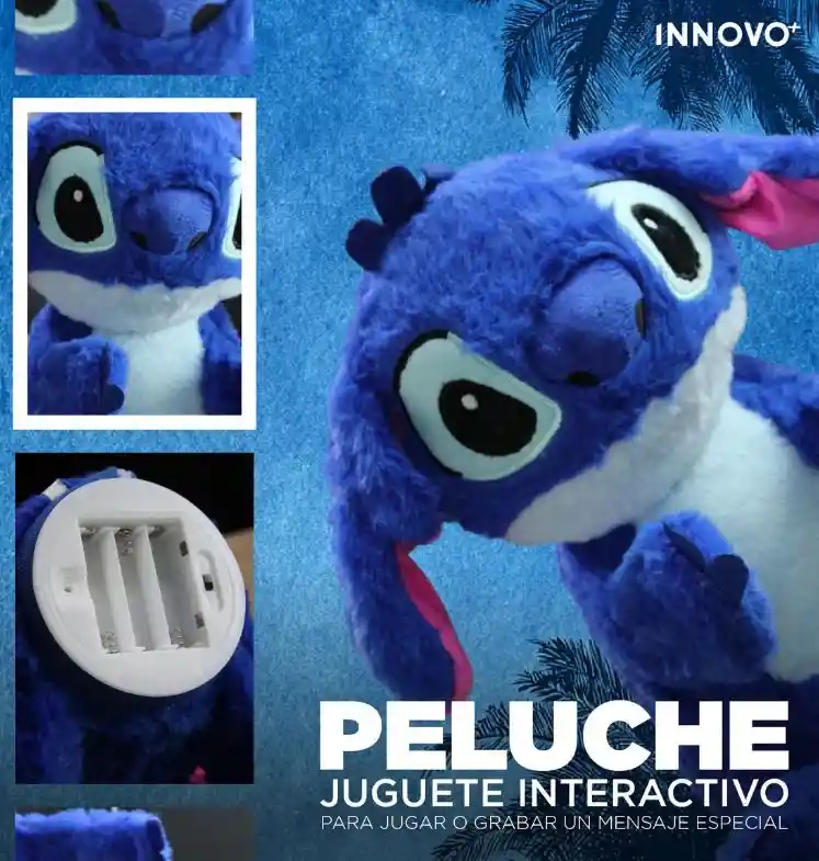 Peluche Muñeco Stitch Interactivo Repite Lo Que Dices Azul