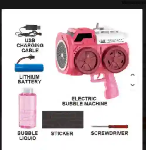 Pistola De Burbujas Recargable 6mil Burbujas Y Luz Color Azul Y Rosada