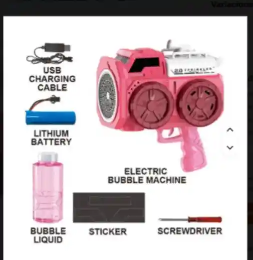 Pistola De Burbujas Recargable 6mil Burbujas Y Luz Color Azul Y Rosada