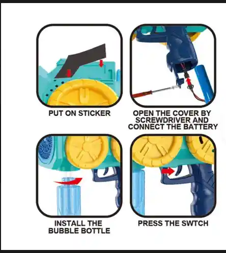 Pistola De Burbujas Recargable 6mil Burbujas Y Luz Color Azul Y Rosada