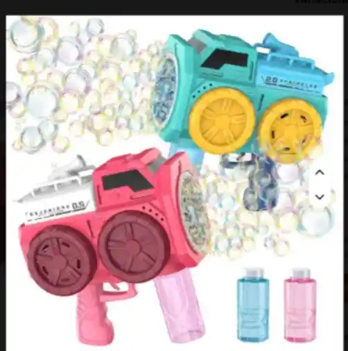 Pistola De Burbujas Recargable 6mil Burbujas Y Luz Color Azul Y Rosada