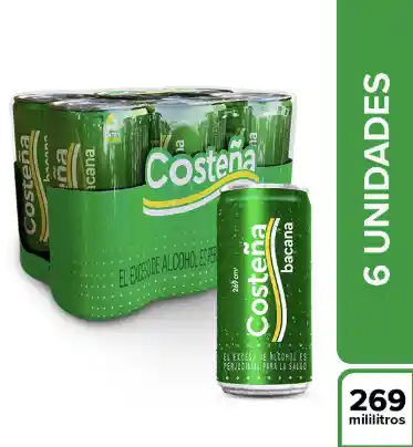 Six Pack Cerveza Costeña Bacana Lata 269 Ml