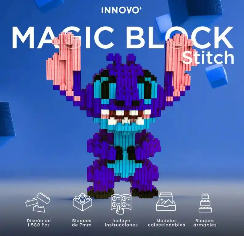Stitch Armable Muñeco Colección 3d 1580 Piezas Bloques Mini 7mm