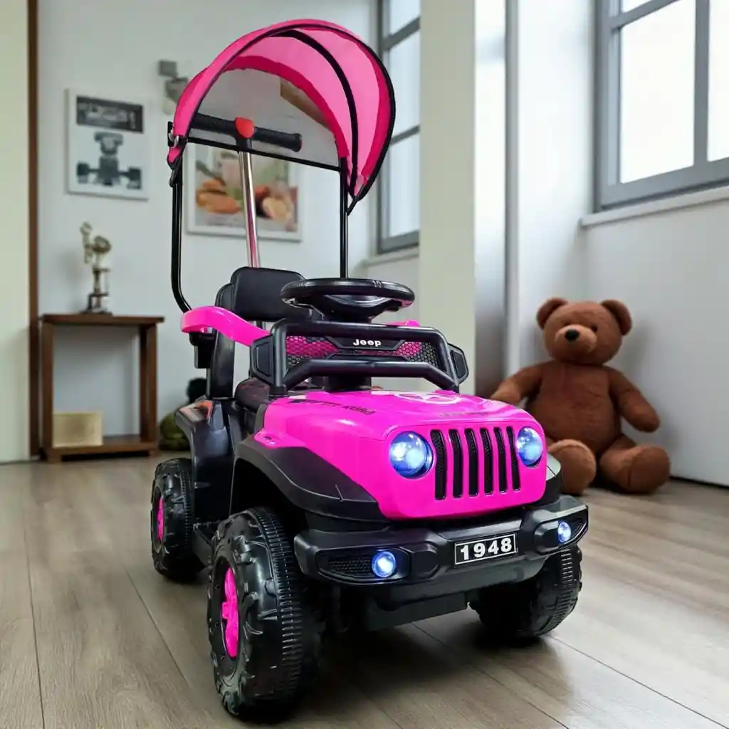 Carro Montable Bebe Paseador Musical Juguete 1-5 Años Jeep Fucsia
