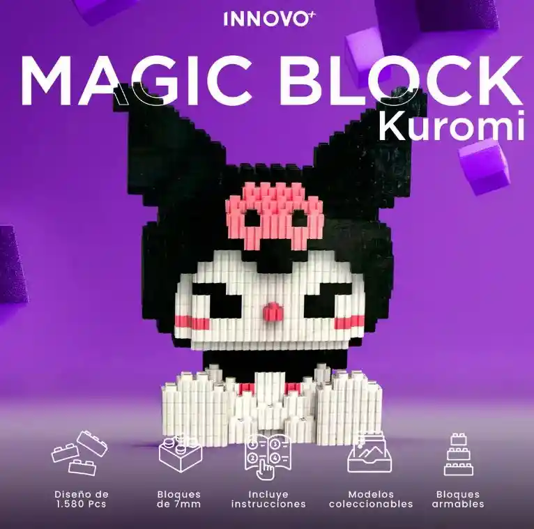 Muñeca Armable Bloques Kuromi Magic Blocks 1580 Piezas Diseño 3