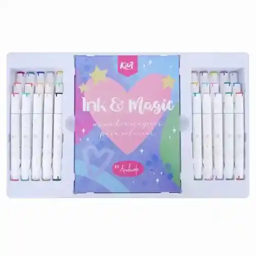 Kit Para Colorear Kiut Ink & Magic - X30 Marcadores Doble Punta