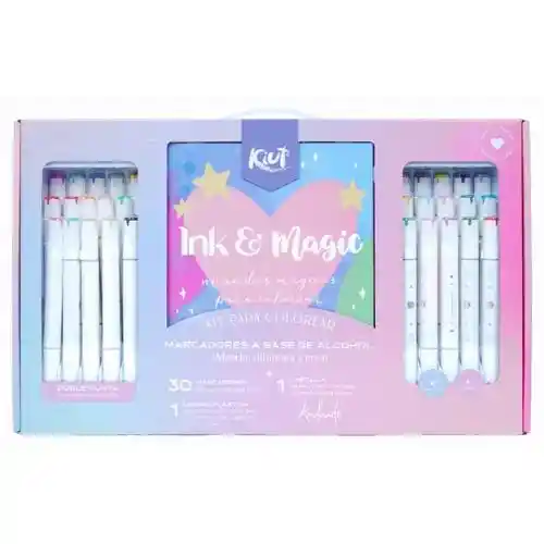 Kit Para Colorear Kiut Ink & Magic - X30 Marcadores Doble Punta