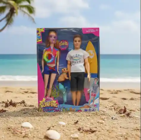 Pareja (familia) De Muñecos Surfing + Mascota / Niñas.