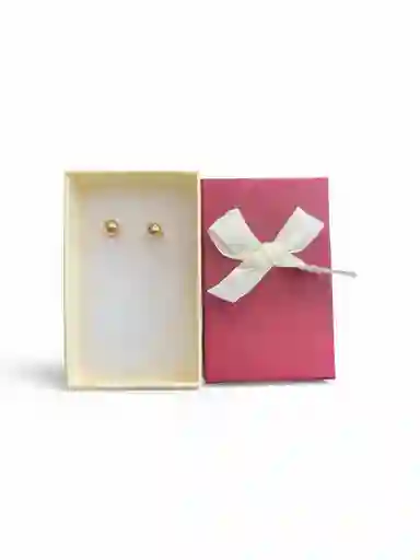 Aretes Tipo Topo Diseño De Bola Mediana Color Oro Rosa