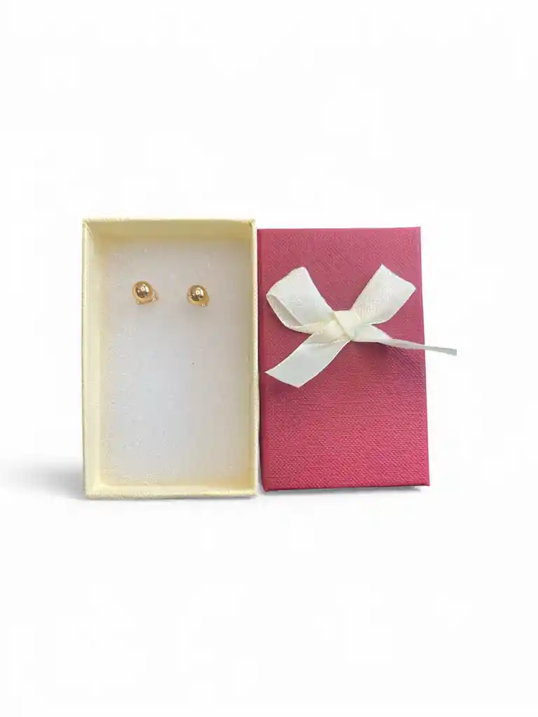 Aretes Tipo Topo Diseño De Bola Mediana Color Oro Rosa