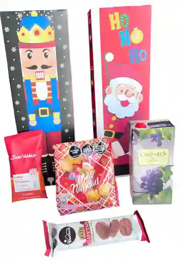 Ancheta Navideña Celebracion De Velitas Con Galletas Y Vino - Regalo De Navidad - Ancheta Regalo Familiar O Empresarial