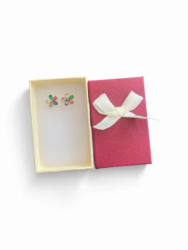 Aretes Tipo Topo Diseño De Flor Con Colores Verdes Rosados Azules Morados